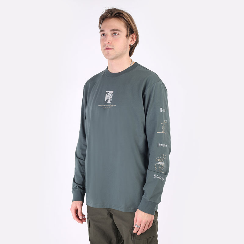   лонгслив Carhartt WIP L/S Dome T-Shirt I029982-hemlock green - цена, описание, фото 1
